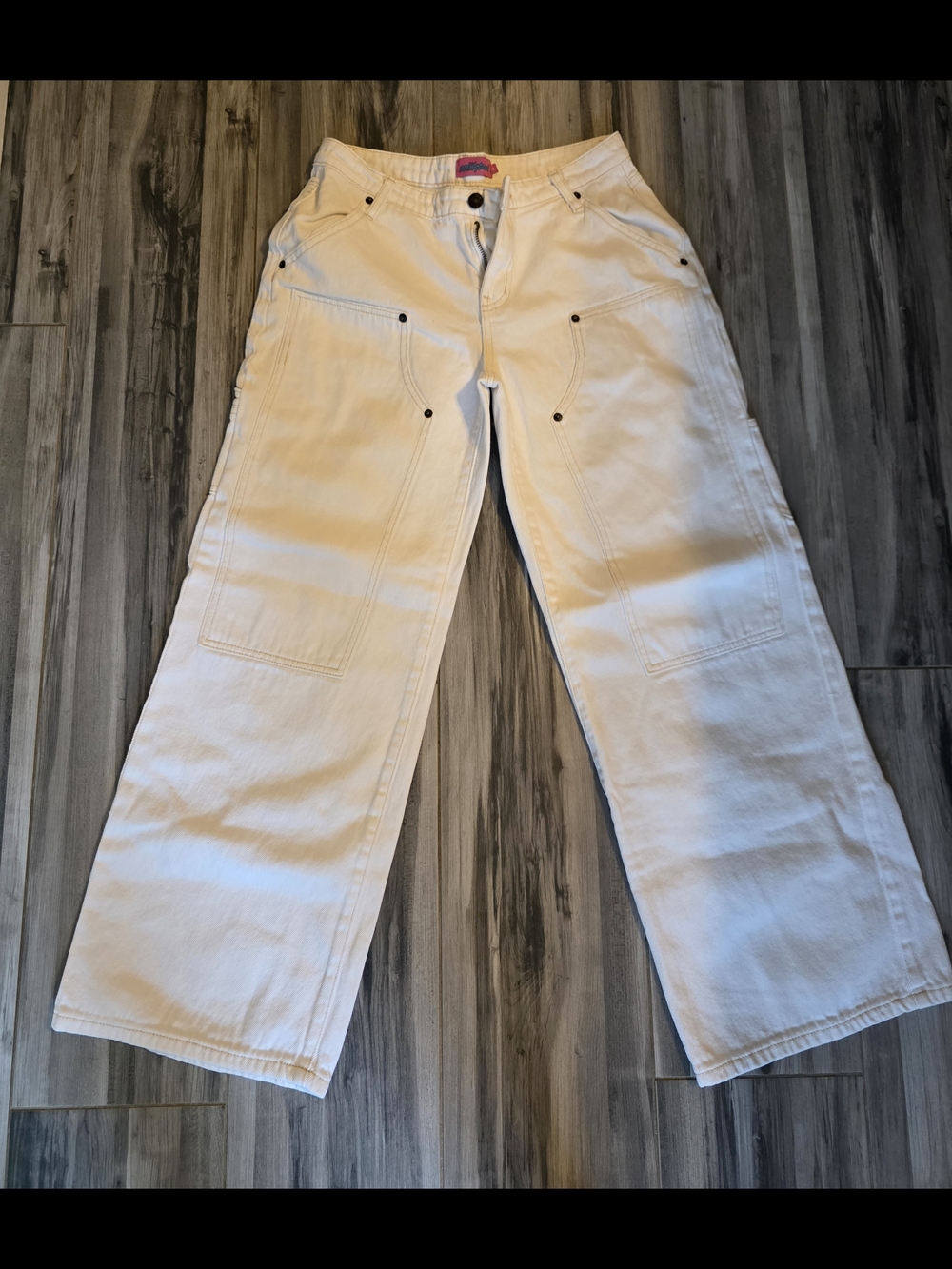 Edikted White Wide Leg Utility Jeans